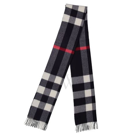 BURBERRY Wool Half Mega Check Fringe Scarf Red